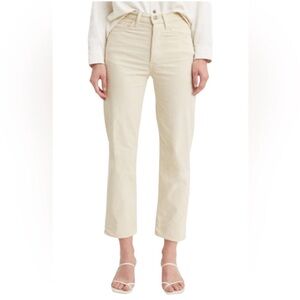 Levi’s Cream Corduroy Ribcage Straight Ankle Pants in size 29x27